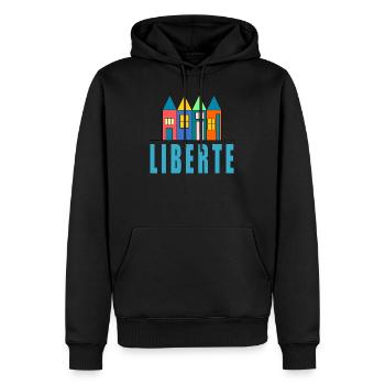 anniversaire. anniversaire décennie. humour. drôle - Sweat à capuche Premium bio Homme - noir - Devant - Nico (187cm)
