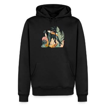 Panther im Dschungel - Stilvolle Tierillustration - Männer Premium Bio Hoodie - Schwarz - Vorne - Nico (187cm)