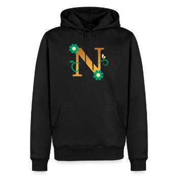 N - Men’s Premium Organic Hoodie - black - Front - Nico (187cm)