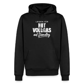 Legendär mit Vollgas auf Standby - Männer Premium Bio Hoodie - Schwarz - Vorne - Nico (187cm)