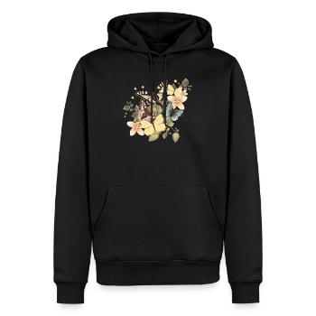 Papillons dans une mer de fleurs vintage - Sweat à capuche Premium bio Homme - noir - Devant - Nico (187cm)