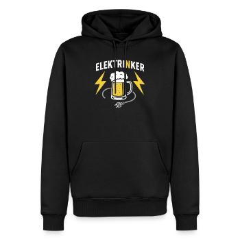 Elektrinker : Jeu de mots électrique, conception de bière et de câbles - Sweat à capuche Premium bio Homme - noir - Devant - Nico (187cm)