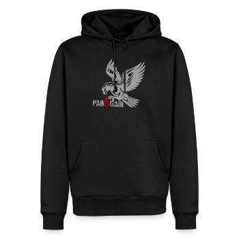 Pain is Gain Adler Fitness Gym Bodybuilding - Männer Premium Bio Hoodie - Schwarz - Vorne - Nico (187cm)