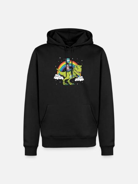Zombie Halloween Dinosaur Tyrannosaurus T-Rex - Premium økologisk hettegenser for menn - svart