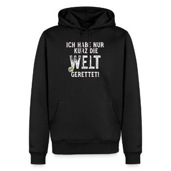 Je viens de sauver le monde pour une courte phrase amusante - Sweat à capuche Premium bio Homme - noir - Devant - Nico (187cm)