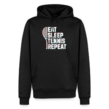 Tennis Manger dormir tennis glitch effet - Sweat à capuche Premium bio Homme - noir - Devant - Nico (187cm)
