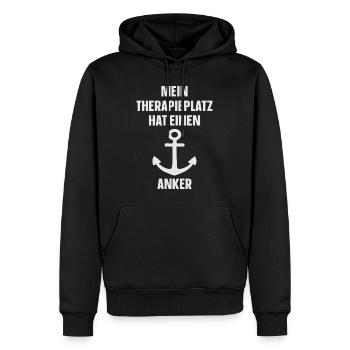 Mein Therapieplatz hat einen Anker - Männer Premium Bio Hoodie - Schwarz - Vorne - Nico (187cm)