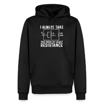 Nimm den Weg des geringsten Widerstands Ohm Witz - Männer Premium Bio Hoodie - Schwarz - Vorne - Nico (187cm)