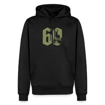 Jäger 60. Geburtstag Jagd 60 Jahre Zahl Hirsch - Männer Premium Bio Hoodie - Schwarz - Vorne - Nico (187cm)