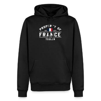 Immobilier français Toulon - Sweat à capuche Premium bio Homme - noir - Devant - Nico (187cm)