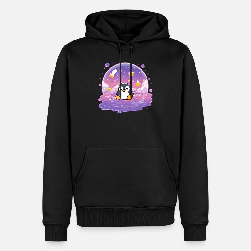 Pingouin dans le Sceau Stellaire - Sweat à capuche Premium bio Homme - noir
