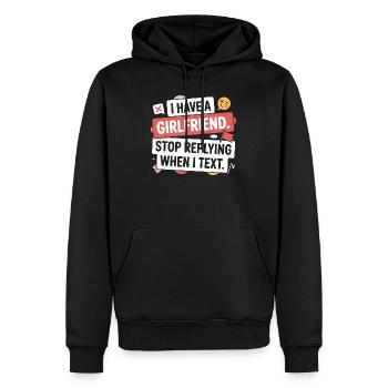 J’ai une copine, arrête de répondre à la fête anti-flirt - Sweat à capuche Premium bio Homme - noir - Devant - Nico (187cm)