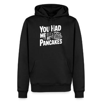 Tu m’as eu aux pancakes - Sweat à capuche Premium bio Homme - noir - Devant - Nico (187cm)