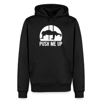 Gym Junkies Push Me Up Calisthenics Fitness - Männer Premium Bio Hoodie - Schwarz - Vorne - Nico (187cm)