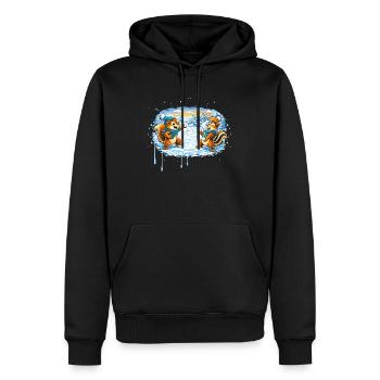 Drôle de bataille de boules de neige avec des tamias - Sweat à capuche Premium bio Homme - noir - Devant - Nico (187cm)
