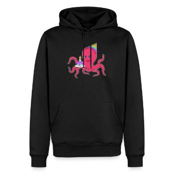 Gâteau d’anniversaire pieuvre - Sweat à capuche Premium bio Homme - noir - Devant - Nico (187cm)