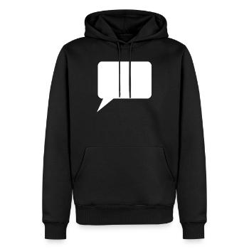 Personalize your own speech bubble comic - Men’s Premium Organic Hoodie - black - Front - Nico (187cm)