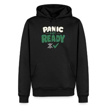 Le calme l’emporte sur la panique, le mode de vie, - Sweat à capuche Premium bio Homme - noir - Devant - Nico (187cm)