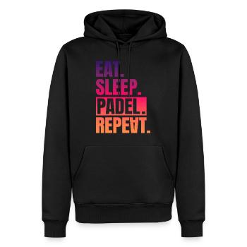 Eat Sleep Padel Repeat - Männer Premium Bio Hoodie - Schwarz - Vorne - Nico (187cm)