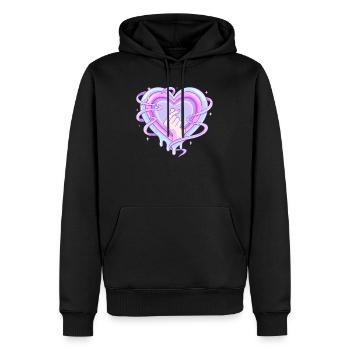 Cœur pastel K Pop Symbole de doigt Amour - Sweat à capuche Premium bio Homme - noir - Devant - Nico (187cm)