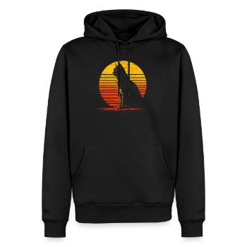 Luchs Katze Retro Wildkatze Design Naturfreund - Männer Premium Bio Hoodie - Schwarz - Vorne - Nico (187cm)