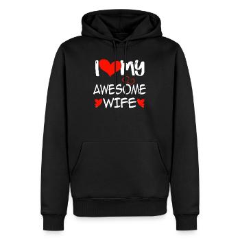 J’aime ma femme géniale - Sweat à capuche Premium bio Homme - noir - Devant - Nico (187cm)