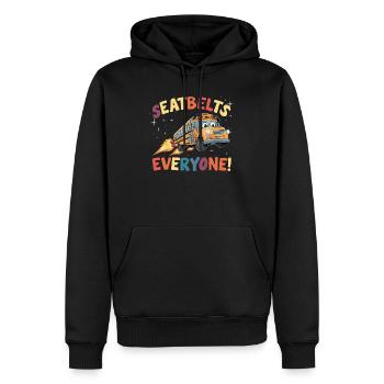 Vol de fusée du bus scolaire spatial - Sweat à capuche Premium bio Homme - noir - Devant - Nico (187cm)