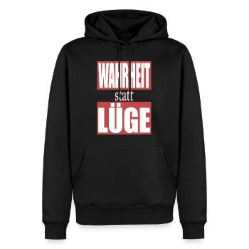 Wahrheit statt Lüge - Männer Premium Bio Hoodie - Schwarz - Vorne - Nico (187cm)