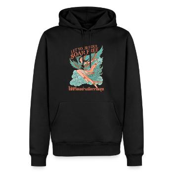 Seelenflug: Flügelnde Freiheit - Männer Premium Bio Hoodie - Schwarz - Vorne - Nico (187cm)
