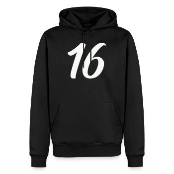16- - Sweat à capuche Premium bio Homme - noir - Devant - Nico (187cm)