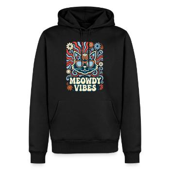 Meowdy Vibes Retro Katze - Männer Premium Bio Hoodie - Schwarz - Vorne - Nico (187cm)