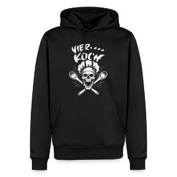 Schädelkoch Punkgrafik - Männer Premium Bio Hoodie - Schwarz - Vorne - Nico (187cm)