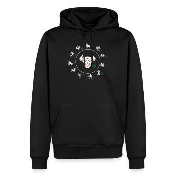Signe du zodiaque Taureau - Sweat à capuche Premium bio Homme - noir - Devant - Nico (187cm)