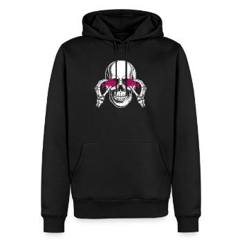 Crâne avec poisson rose - Sweat à capuche Premium bio Homme - noir - Devant - Nico (187cm)