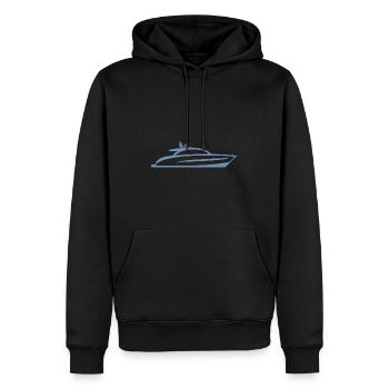 Boot Yacht Silhouette Minimalistisch - Männer Premium Bio Hoodie - Schwarz - Vorne - Nico (187cm)