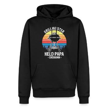 Papa Grillmeister - Männer Premium Bio Hoodie - Schwarz - Vorne - Nico (187cm)