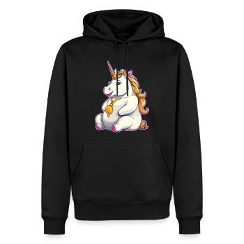 Licorne grasse mignonne - Sweat à capuche Premium bio Homme - noir - Devant - Nico (187cm)