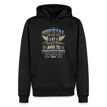Original 1973 Vintage Born Cadeau d’anniversaire - Sweat à capuche Premium bio Homme - noir - Devant - Nico (187cm)