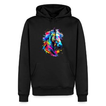 Cheval peint - Sweat à capuche Premium bio Homme - noir - Devant - Nico (187cm)