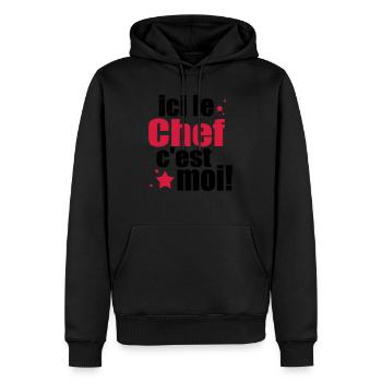 ICI LE chef C'est moi - Sweat à capuche Premium bio Homme - noir - Devant - Nico (187cm)