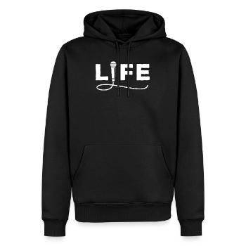 Life - Rap - Rapper - Männer Premium Bio Hoodie - Schwarz - Vorne - Nico (187cm)