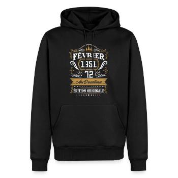 Février 1951 72 Ans Rétro Cadeau D'anniversaire - Sweat à capuche Premium bio Homme - noir - Devant - Nico (187cm)