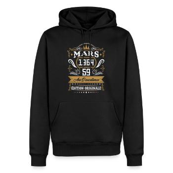 Mars 1964 59 Ans Rétro Cadeau D'anniversaire - Sweat à capuche Premium bio Homme - noir - Devant - Nico (187cm)