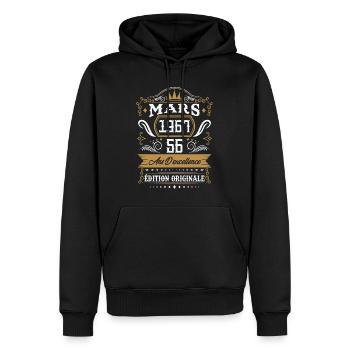 Mars 1967 56 Ans Rétro Cadeau D'anniversaire - Sweat à capuche Premium bio Homme - noir - Devant - Nico (187cm)