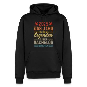 2025 - Jahr in dem Legenden ihren Bachelor machen - Männer Premium Bio Hoodie - Schwarz - Vorne - Nico (187cm)