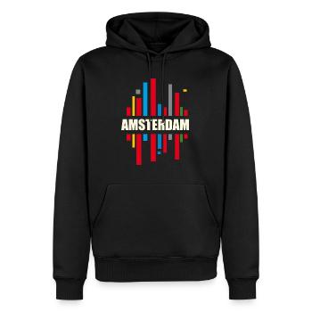 Amsterdam - Männer Premium Bio Hoodie - Schwarz - Vorne - Nico (187cm)