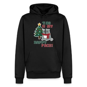 Cat Grumpy Christmas , this is my Happy Face - Men’s Premium Organic Hoodie - black - Front - Nico (187cm)