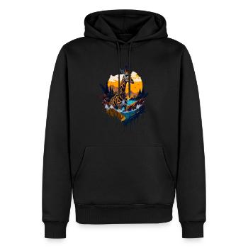 Belle girafe abstraite - Sweat à capuche Premium bio Homme - noir - Devant - Nico (187cm)
