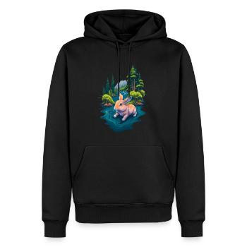 Belle illustration d’un lapin - Sweat à capuche Premium bio Homme - noir - Devant - Nico (187cm)