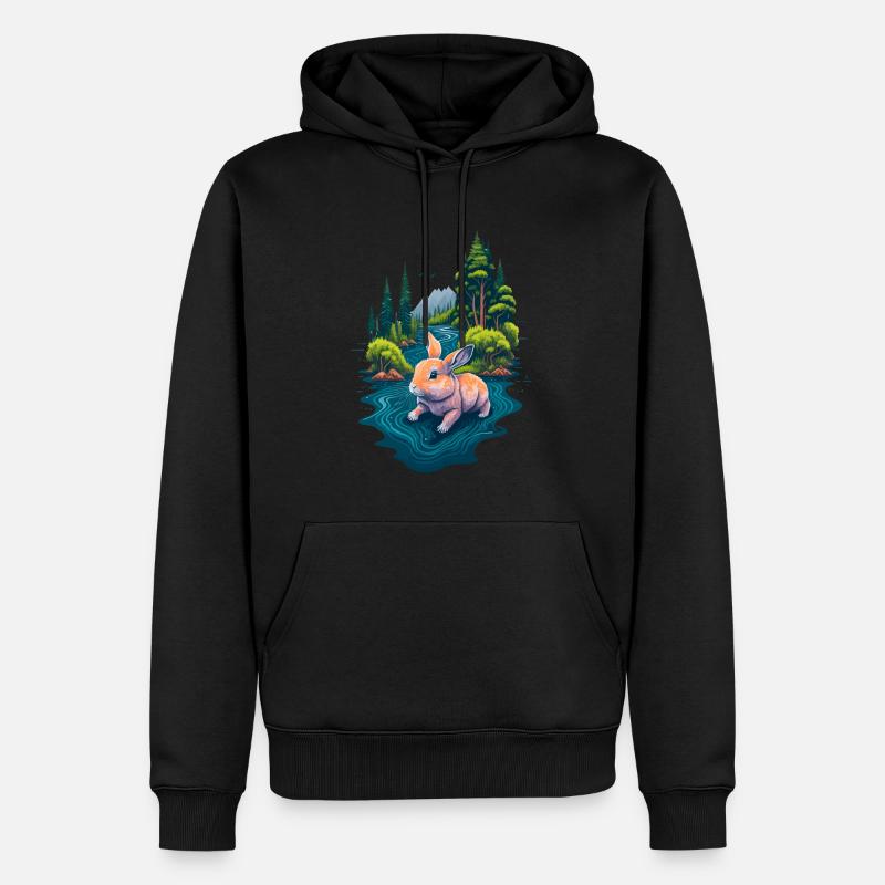 Belle illustration d’un lapin - Sweat à capuche Premium bio Homme - noir
